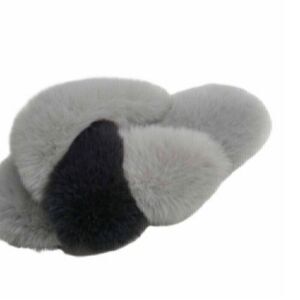 Jenni Women's Faux-Fur Crossband Slippers size small 5-6 slip on shoes